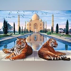 Taj Mahal Tigers DIY 5D Full Round Drill Diamond Painting